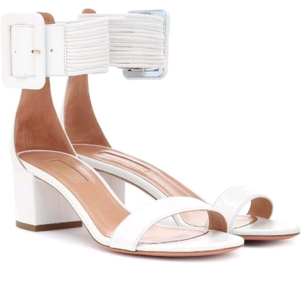 🔥OVER $500 OFF🔥40.5 9.5 10 WHITE LEATHER AQUAZZURA FIRENZE ITALIAN SAND